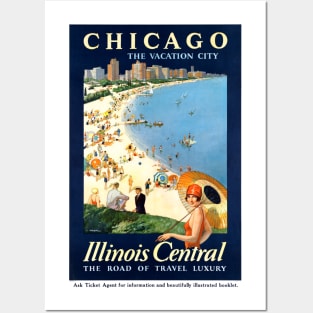 Vintage Travel Poster Chicago Illinoise Central Posters and Art